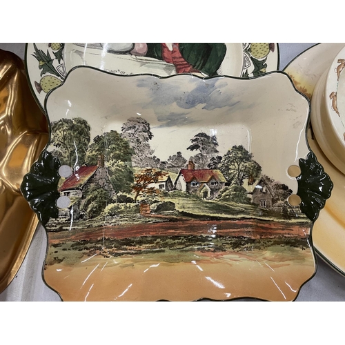 141 - FOUR PIECES OF ROYAL DOULTON TO INCLUDE A BUNNYKINS BOWL, TWO CABINET PLATES AND A BOWL