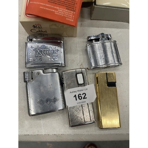 162 - A COLLECTION OF VINTAGE LIGHTERS TO INCLUDE A BOXED RONSON AND BOXED COLIBRI - 7 IN TOTAL