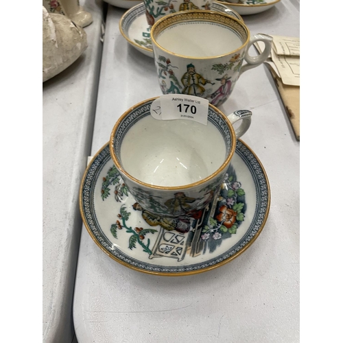 170 - A QUANTITY OF ORIENTAL CUPS AND SAUCERS, JUGS AND PLATES