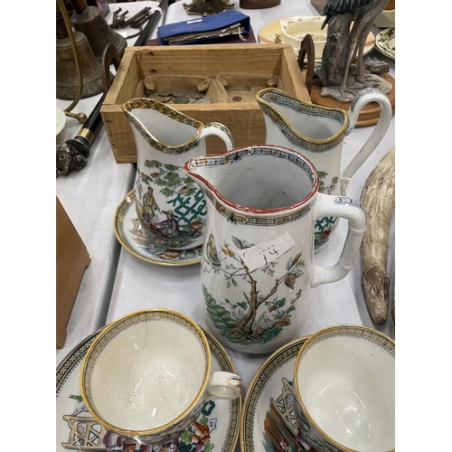 170 - A QUANTITY OF ORIENTAL CUPS AND SAUCERS, JUGS AND PLATES