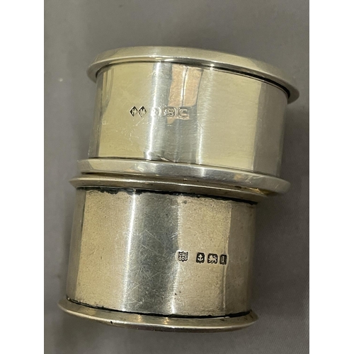 19 - THREE HALLMARKED SILVER NAPKIN RINGS GROSS WEIGHT 83.6 GRAMS