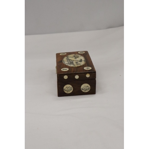 215 - AN ORIENTAL BOX WITH BONE INLAY