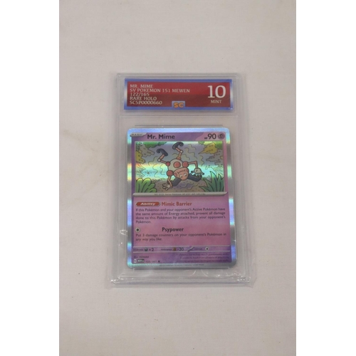 271 - A MR MIME POKEMON CARD, GRADED NUMBER 10, MINT