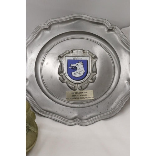 275 - A GERMAN ROYAL ARMY, ORDNANCE CORPS, HEAVY PEWTER PLAQUE, DIAMETER 32CM