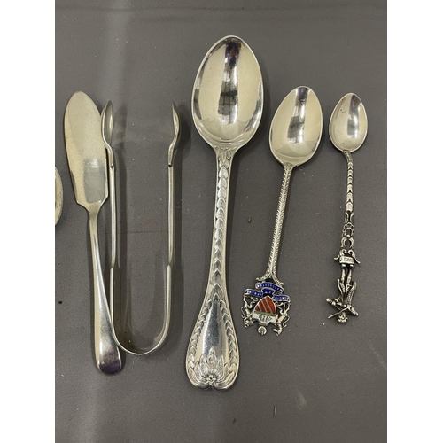 28 - TEN PIECES OF VARIOUS MARKED SILVER ITEMS TO INCLUDE NIPS, FORKS, SPOONS AND KNIVES