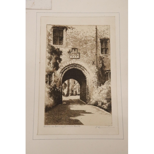 300 - AN ORIGINAL ETCHING OF THE ENTRANCE GATEWAY TO DUNSTER CASTLE, BY C. DICKENS, SIGNED