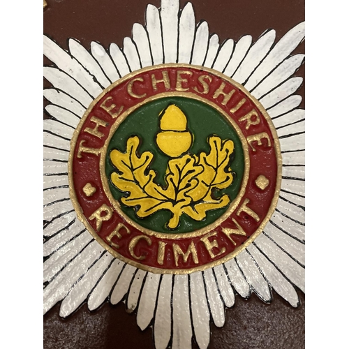 378 - A CAST ARMED FORCES, CHESHIRE SIGN, DIAMETER 23CM