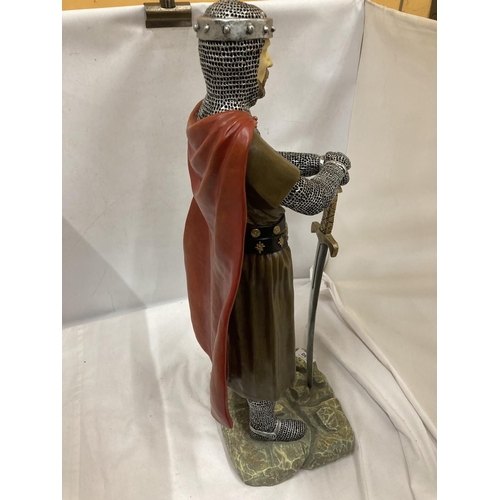 380 - A LARGE KING ARTHUR FIGURE, HEIGHT APPROX 60CM