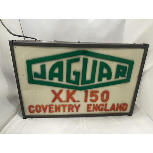 39 - A JAGUAR X K 150 COVENTRY ENGLAND ILLUMINATED LIGHT BOX SIGN 53CM X 34CM