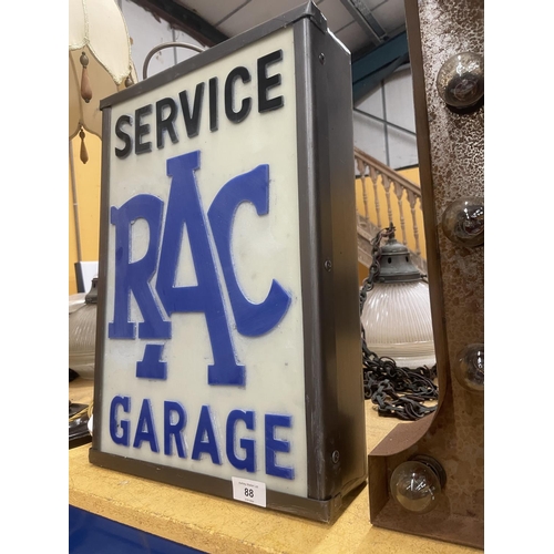 88 - AN RAC SERVICE GARAGE ILLUMINATED LIGHT BOX SIGN