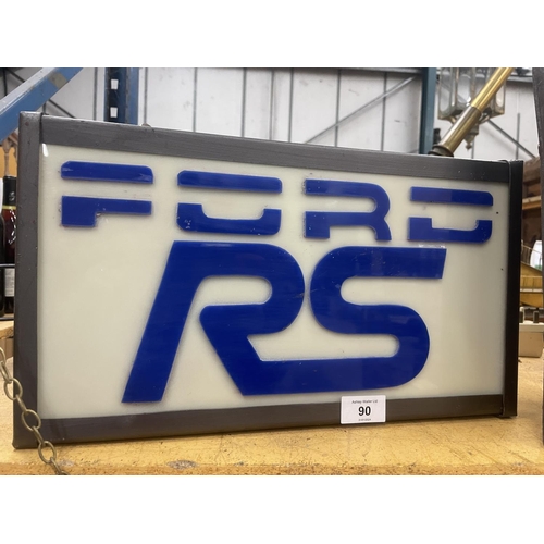 90 - A FORD RS ILLUMINATED LIGHT BOX SIGN