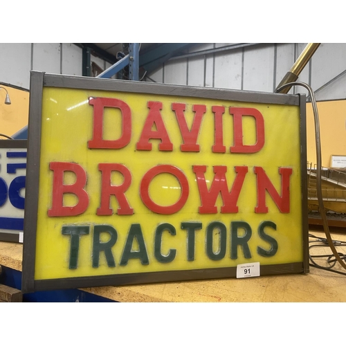 91 - A DAVID BROWN TRACTORS ILLUMINATED LIGHT BOX SIGN