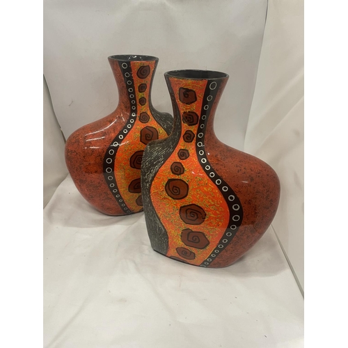 93 - A PAIR OF TALL STUDIO POTTERY VASES