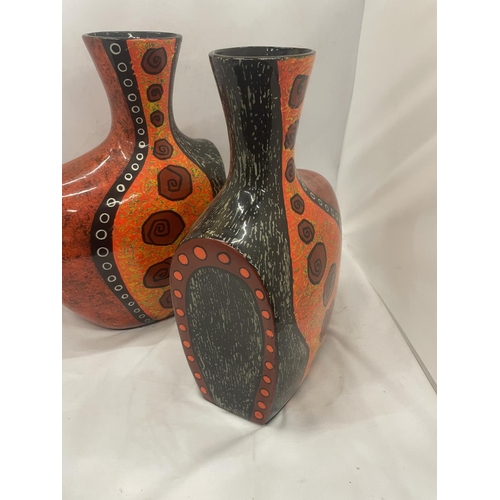 93 - A PAIR OF TALL STUDIO POTTERY VASES