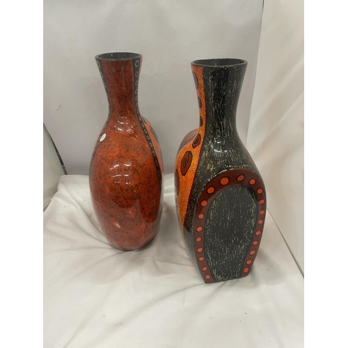 93 - A PAIR OF TALL STUDIO POTTERY VASES