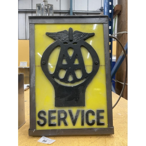 96 - AN AA SERVICE ILLUMINATED LIGHT BOX SIGN