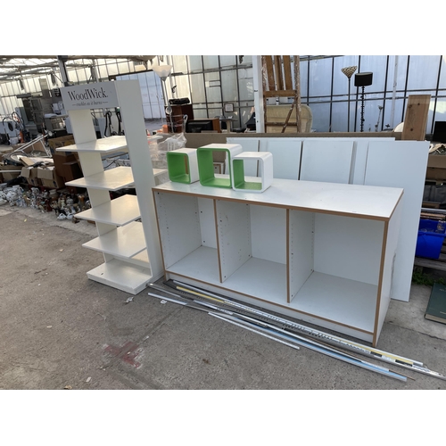 2150 - A LARGE QUANTITY OF SHOP DISPLAY UNITS TO INCLUDE CUBE BOXES AND A WOODWICK STAND ETC