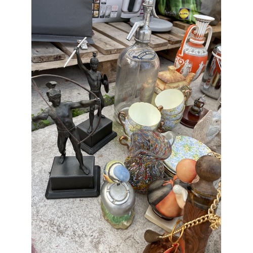 2151 - AN ASSORTMENT OF VARIOUS ITEMS TO INCLUDE CERAMICS, FLAT IRONS AND FIGURES ETC