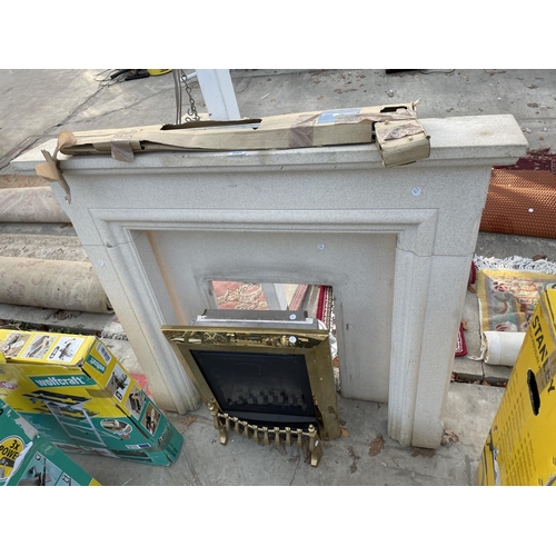 2207 - A GAS FIRE WITH DECORATIVE STONE EFFECT SURROUND