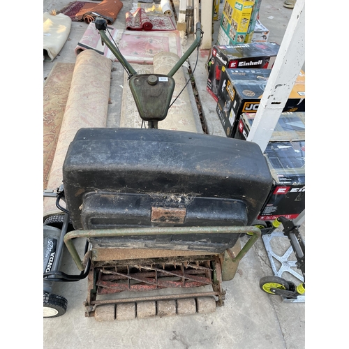 2214 - A LARGE VINTAGE CYLINDER MOWER WITH GRASS BOX