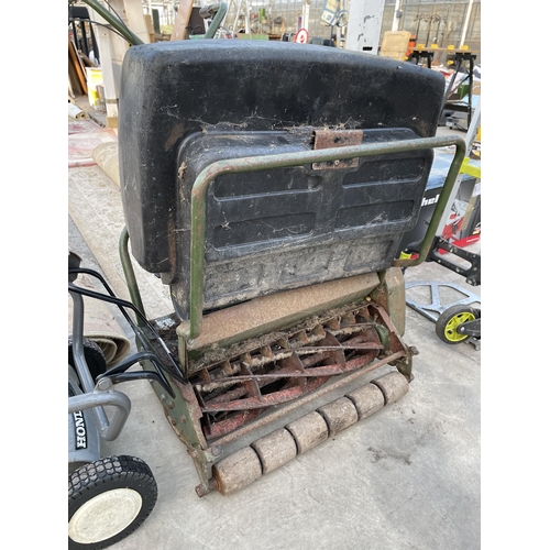 2214 - A LARGE VINTAGE CYLINDER MOWER WITH GRASS BOX