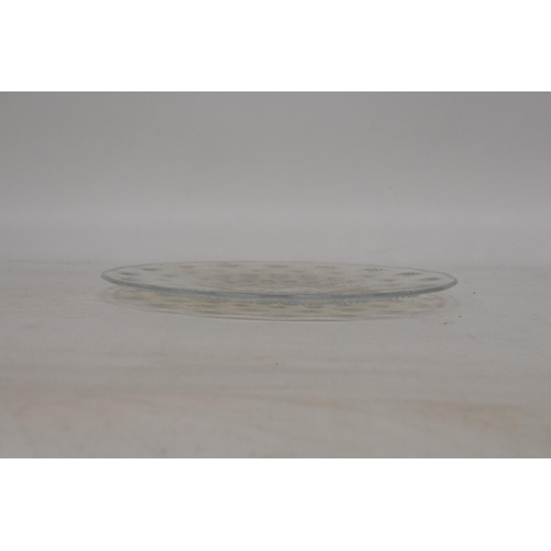 62 - A RENE LALIQUE OPALESCENT GLASS PLATE - 27.5 CM DIAMETER MARKED R LALIQUE FRANCE TO BASE