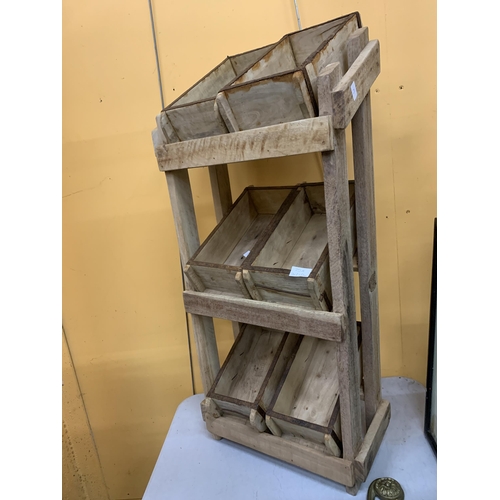 75A - A WOODEN STORAGE RACK WITH SIX BRICK MOULD BOXES