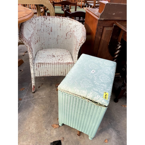 2710 - A LLOYD LOOM BEDROOM CHAIR AND LINEN BOX