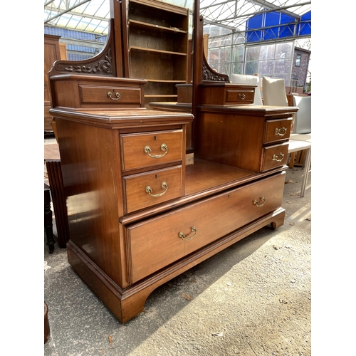 2838 - A VICTORIAN MAHOGANY CHEVAL TYPE DRESSING CHEST ENCLOSING SEVEN DRAWERS, 48