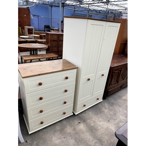 2844 - A MODERN TWO DOOR WARDROBE WITH DRAWER TO THE BASE, 31