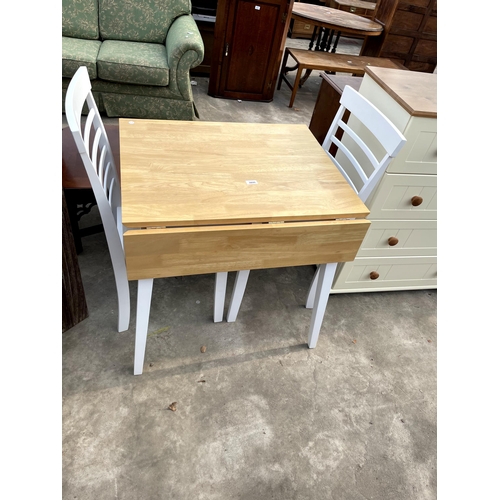 2845 - A MODERN DROP-LEAF KITCHEN TABLE AND TWO CHAIRS