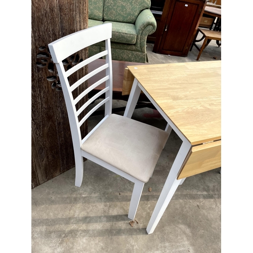 2845 - A MODERN DROP-LEAF KITCHEN TABLE AND TWO CHAIRS