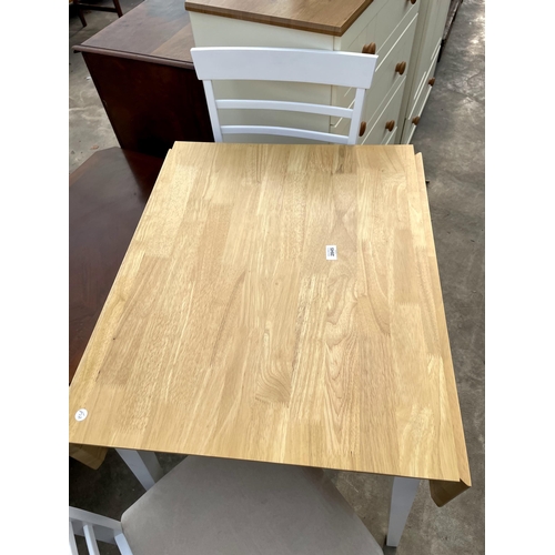 2845 - A MODERN DROP-LEAF KITCHEN TABLE AND TWO CHAIRS