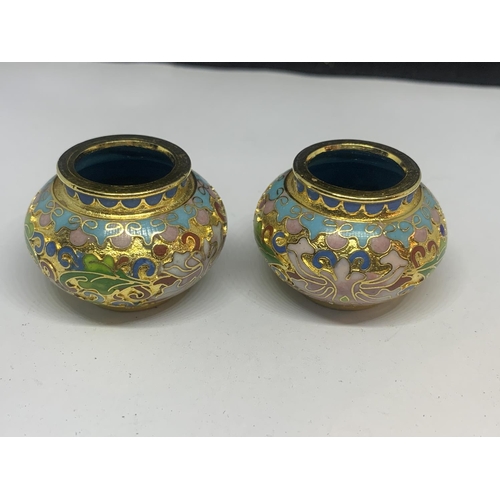 140A - A PAIR OF MINIATURE CLOISONNE VASES