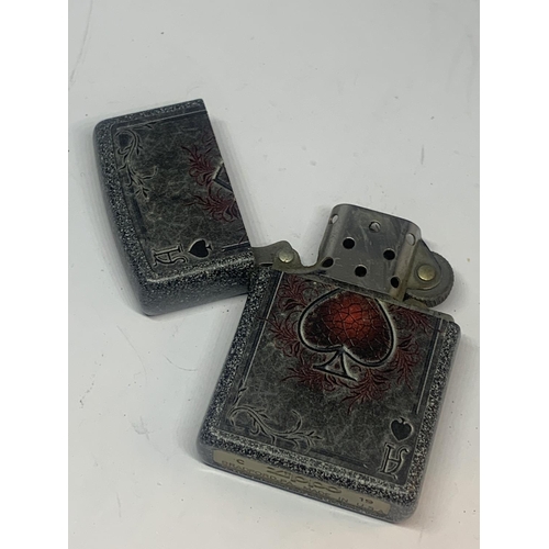 180A - A ZIPPO LIGHTER WITH CLUB CARD DESIGN