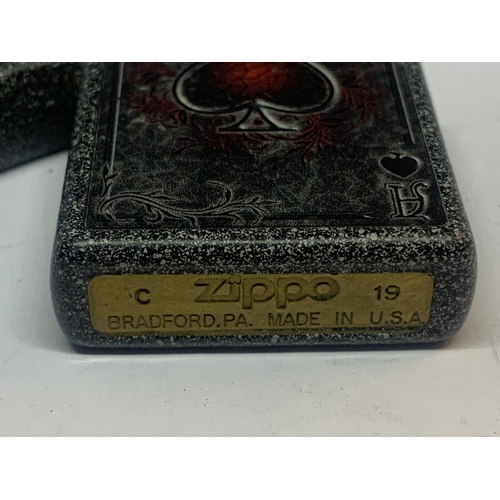 180A - A ZIPPO LIGHTER WITH CLUB CARD DESIGN