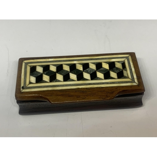 240A - A WOOD AND BONE OBLONG BOX