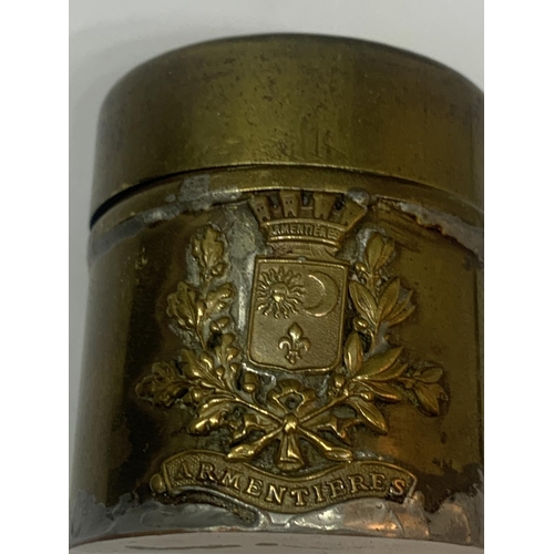 443 - A MILITARY BRASS INKWELL