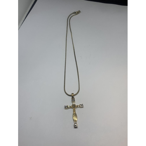 677 - A SWAROVSKI CRYSTAL CRUCIFIX ON A CHAIN