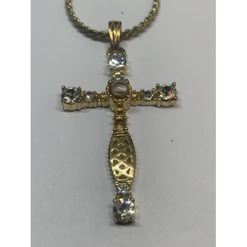 677 - A SWAROVSKI CRYSTAL CRUCIFIX ON A CHAIN