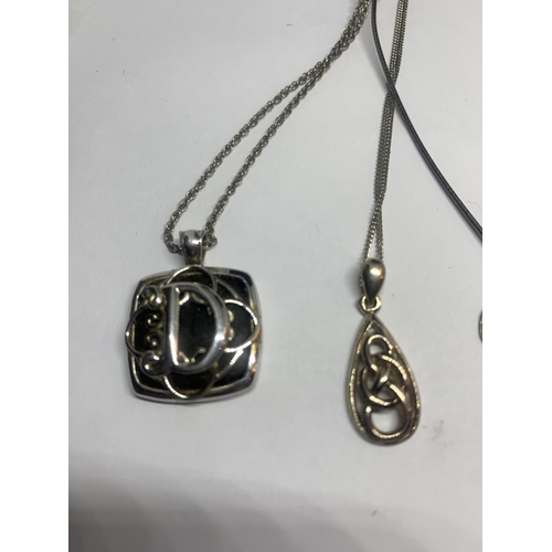 680 - FOUR SILVER NECKLACES WITH PENDANTS