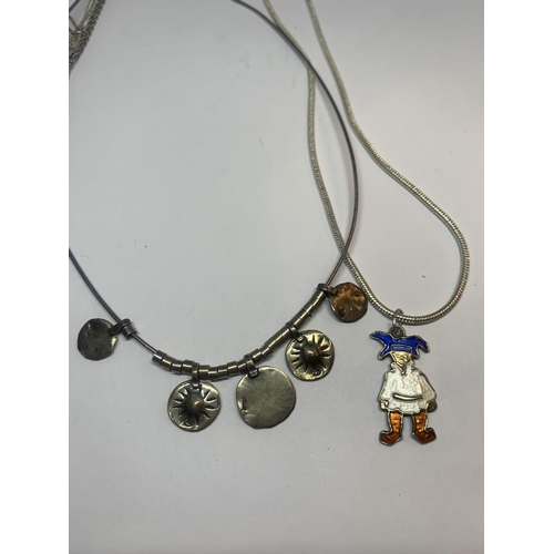 680 - FOUR SILVER NECKLACES WITH PENDANTS