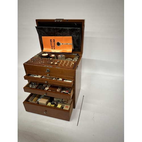 16 - AN DENTAL SURGEON'S ANTIQUE TRAVEL CABINET WITH CONTENTS