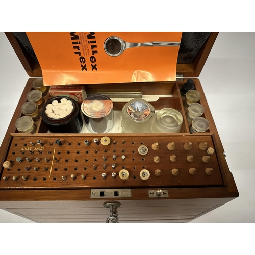 16 - AN DENTAL SURGEON'S ANTIQUE TRAVEL CABINET WITH CONTENTS