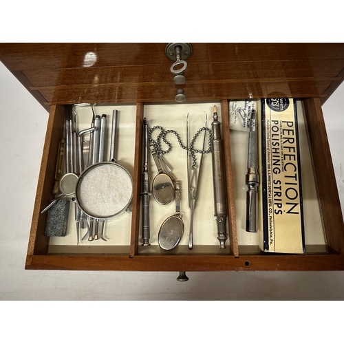 16 - AN DENTAL SURGEON'S ANTIQUE TRAVEL CABINET WITH CONTENTS