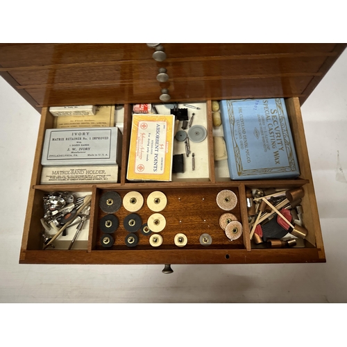 16 - AN DENTAL SURGEON'S ANTIQUE TRAVEL CABINET WITH CONTENTS