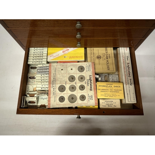 16 - AN DENTAL SURGEON'S ANTIQUE TRAVEL CABINET WITH CONTENTS