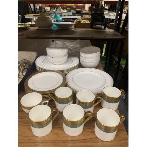 1134 - A QUANTITY OF CHINA TEAWARE TO INCLUDE MINTON 'IMPERIAL GOLD' CUPS, SPODE PLATES AND DISHES, ETC