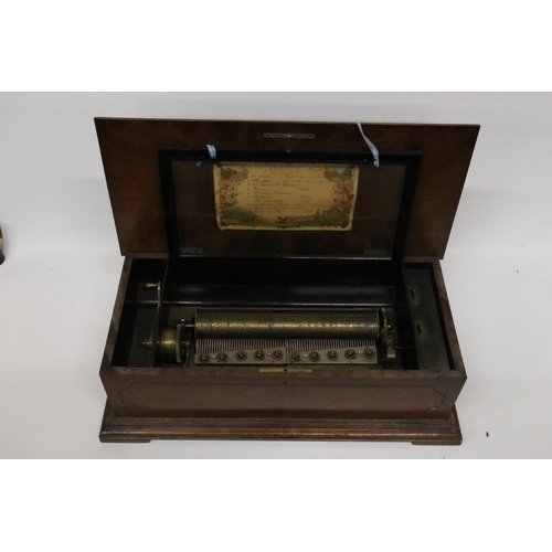 68 - A LATE 19TH CENTURY ROSEWOOD CASED MUSIC BOX WITH TEN AIRS - 66CM (W), 33CM (D), 21CM (H) - SPRING A... 