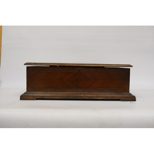 68 - A LATE 19TH CENTURY ROSEWOOD CASED MUSIC BOX WITH TEN AIRS - 66CM (W), 33CM (D), 21CM (H) - SPRING A... 